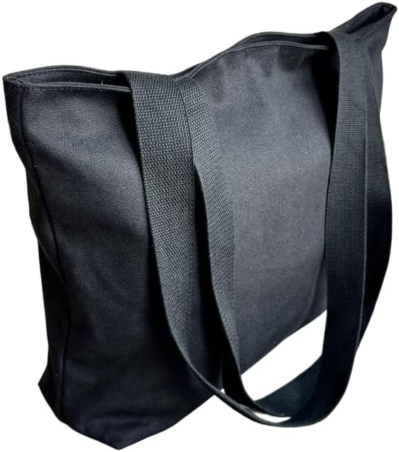 16OZ 100% Cotton Durable Large Multi Purpose Canvas Zipper Closure Lined Reusable Grocery Beach Diaper Casual Tote