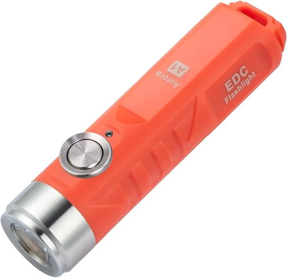 RovyVon A1 USB C Rechargeable Keychain Flashlight 650 Lumens Super Bright Outdoor Mini Keychain EDC Flashlights for Everyday Carry, Camping, Thanksgiving(Orange) | USB C Charging Port, 4 Brightness Levels, Momentary On Mode, Outdoor Bright Keyring Light for Everyday Carry, Close-in Work