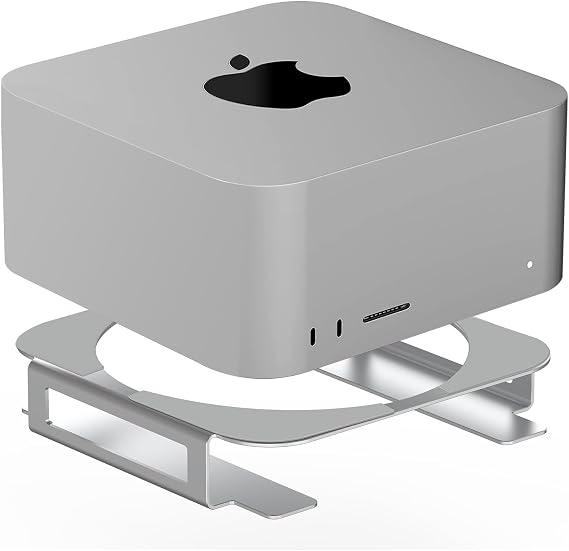 IFCASE Aluminum Desktop Stand for Mac Studio, Mac mini M2, M1 Silver | Cooling Effect, Improve Your Desk Organization