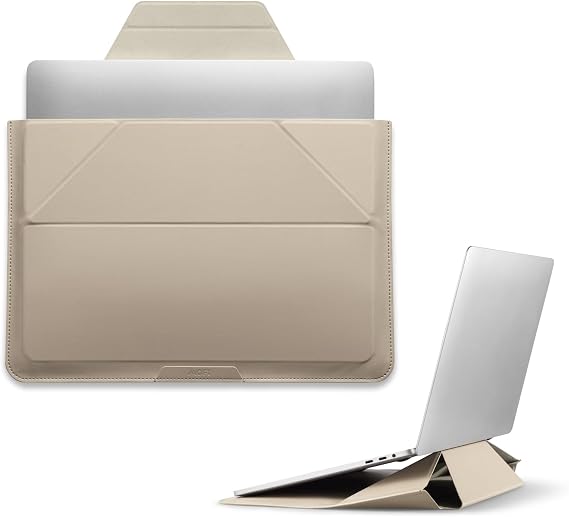 MOFT Laptop Carry Sleeve with Stand &Smart Storage for 13" Laptop for Work | 2-in-1 Laptop Sleeve & Stand | Dual-Angle | Ergonomic | Slim & Portable | Stylish | MOVAS Leather | Mobile Work & Travel