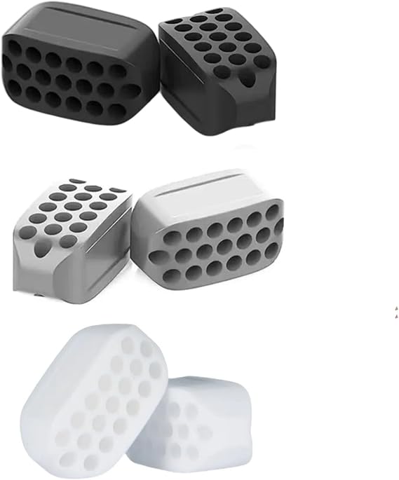 Jaw Exerciser for Men and Women - Powerful Jaw Trainer - 3 Different Resistance Levels(6 pcs) - Double Chin Reducer Eliminator - Silicone Toner Tablets - Face Shaper and Strengthener Chewing Gum