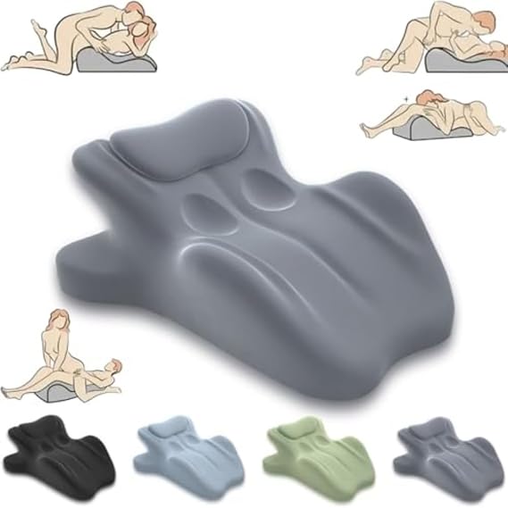 27° Couples Pillow - Improve Intimacy and Comfort with Memory Foam Wedge - Ergonomic Pillow - Sweet Spot and Position Support, Grey