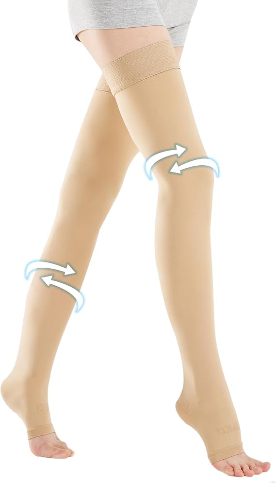 15-20 Compression Socks for Women Men, Thigh High Compression Stockings, Support Hose for Women Compression, Travel Toeless Women's Compression Socks, Light Open Toe Pregnancy Support Socks