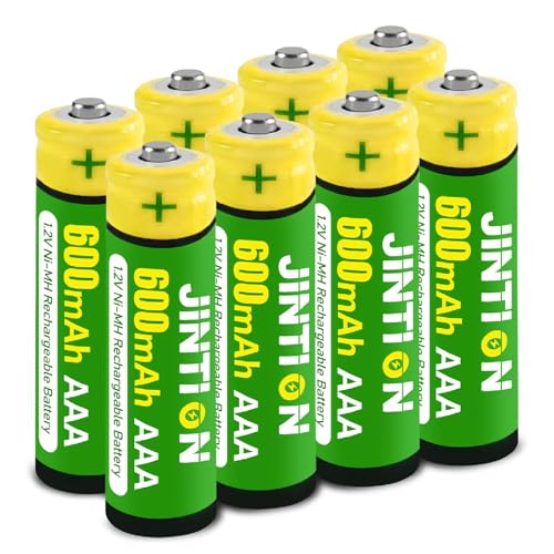 JINTION Ni-mh AAA 600mAh Battery 1.2V Triple A Rechargeable Batteries for Solar Outdoor Garden Lights, String Light, Pathway Lamp, Toys, 8 Pack