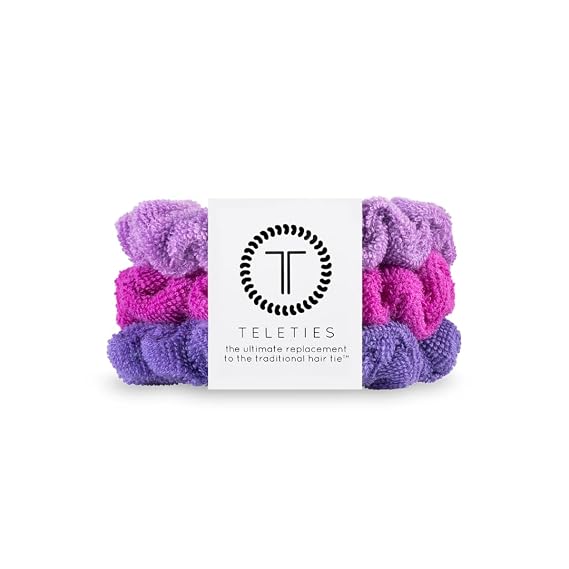 TELETIES - Large Terry Cloth Scrunchie - Spring Break Collection - Soft & Gentle on Hair - Prevents Breakage & Damage - Absorbent & Drying - Ideal for Thick Hair - All Hair Textures - Antigua