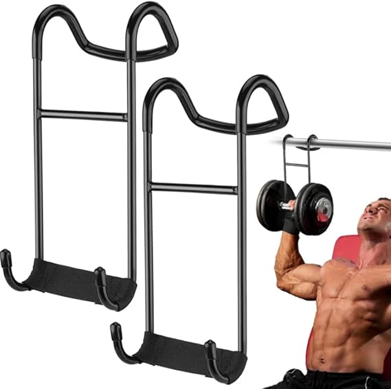 2 Paket Dambıl Gözcü Kancaları Askıları, Ağır Güç Dambıl Raf Ekleri Dambıl Tezgah Basın 220 lbs, Göğüs Egzersizleri için Halterlere Halter Asmak için Güvenlik Askıları Yardımcısı