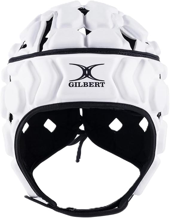 Gilbert Octane Rugby Headguard Scrum Cap Protection - Senior - White Black