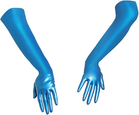 Premium Latex Elbow Gloves (Mid Length) Fetish - Pearlsheen Blue (Small)