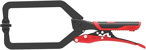 ARMOR TOOL Locking C-Clamp with Pads - 10" Long Reach Welding Clamp with Auto Adjust Design & Comfortable Grips - A06207G
