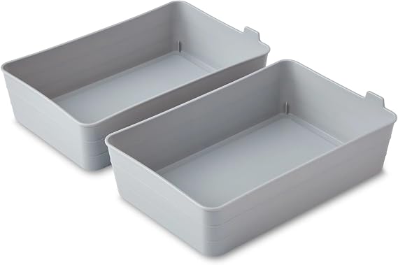 (2 pack) Flexible Drawer Storage Organizers, Gray, 2 Pack