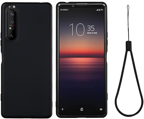 Compatible with Sony Xperia 1 II, Slim Fit Classic Premium Silicone Cover Case with Microfiber Lining Shockproof Protective Phone Case-Black