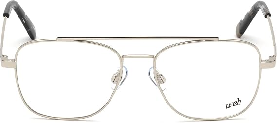 WEB | Men's Frames | Square Full Silver Frame | Lens Color: Clear | Medium | WE5276 52 016, Silver, 52