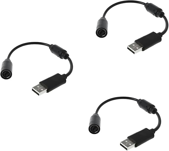 3Pcs Black for USB Breakaway PC Cable Cord Adapter Converter for Xbox 360 Controller Xbox 360 Cables