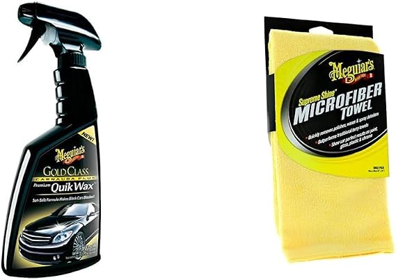 Meguiar's G7716EU Gold Class Carnauba Plus Premium Quik Spray Wax 473ml - Includes Supreme Shine Microfibre Car Cleaning Towel 1 pack