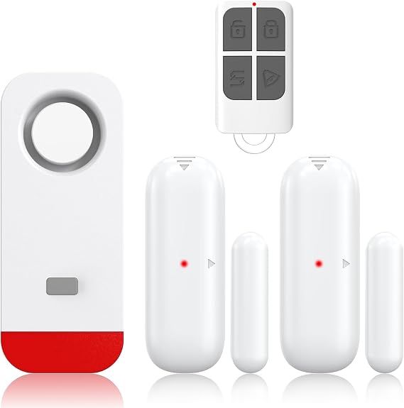 Door Chime When Opened, Window and Door Opening Sensor Alarm for Home Security / Kids Safety / Business Entering, 120dB Burglar Alert, 500FT-Range 52-Tunes 5-Volume, 1 Receiver + 2 Sensors, White