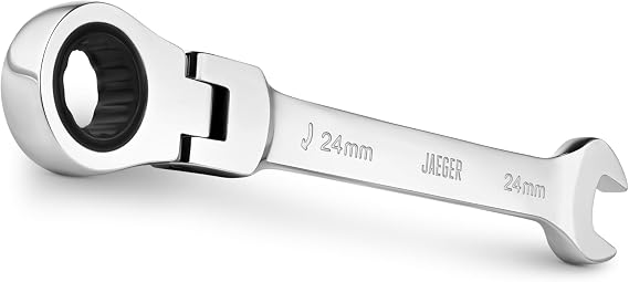 Jaeger 24 mm Flex Head Ratchet Wrench, 4 Swing, 12-Pt, Metric