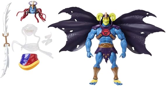 Masters of the Universe Origins X Thundercats Action Figure Skell-Ra, 1980s Skeletor & Mumm-Ra, 5.5-inch Posable, Sword, Swap Heads & Armor & Cape