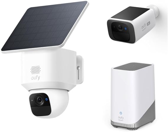Anker Eufy Security SoloCam E30 Outdoor Camera + SoloCam S220 Outdoor Camera + HomeBase Set