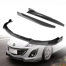 5pcs Combo Front Bumper Body Kit Lip  Side Skirt Extensions Diffuser Compatible with 2010-2013 Mazda 3 2011 2012 Painted Carbon