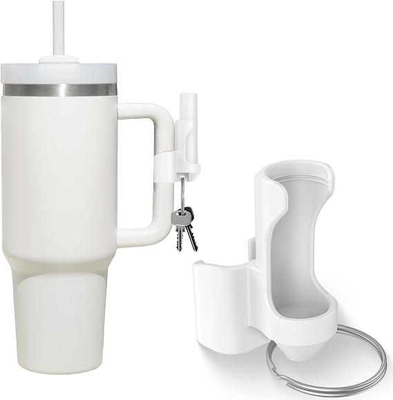 Chapstick Keychain Holder - 2 in 1 Holder, Lip Balm Attachment for Stanley 40oz Tumbler Cup, white
