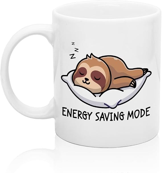 XQLZY Energy Saving Mode Sloth Funny Coffee Mug, Cute Work, Lazy Mode Mug, Humorous Sarcastic Office Gifts for Men Women Friend Coworker Boss Sloth Lover, Gifts for Woman Sister BFF