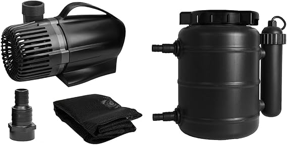 Pond Boss Waterfall Pump (2300 GPH) and TotalPond Complete Pond Filter with UV Clarifier