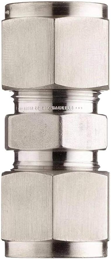 Beduan 304 Stainless Steel Compression Tube Fitting, 1/4" x 1/4" Tube OD, Straight Connect, Double-Ferrule Adapter