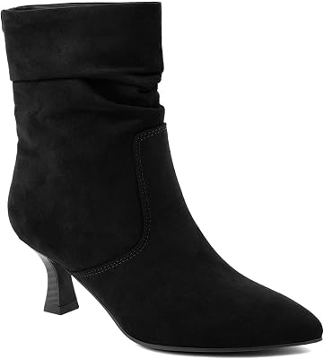 Jones New York Womens Slouch Mid-Calf Boots Pointed Toe Kitten Heel Ankle Booties with Side Zipper, Dressy Fashion Shoes for Office, Party, and Evening Wear -