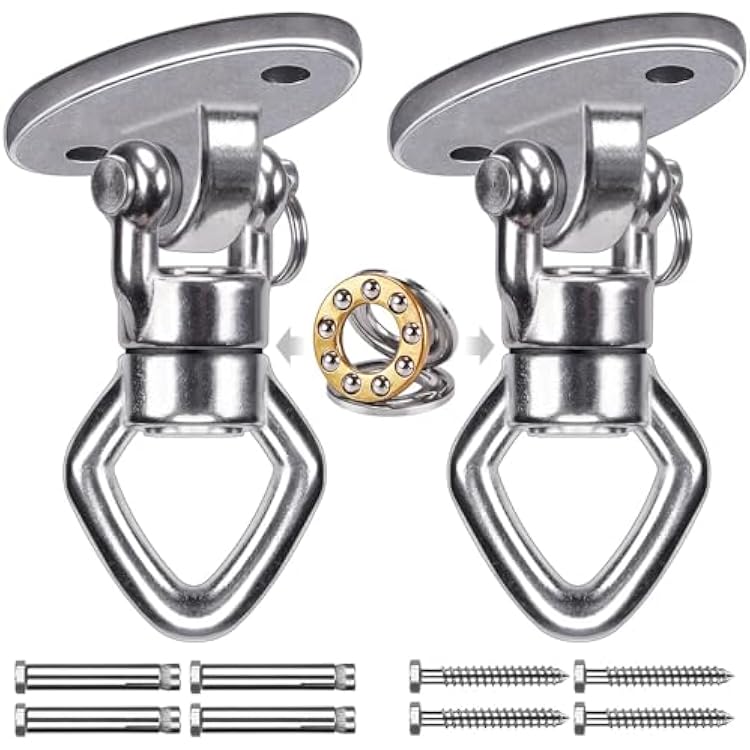 BeneLabel 2Pack Swing Hanger with Bearing Swivel 800LB Capacity Stainless Steel Aerial Silks Ceiling Mount Bracket Hammock Hardware for Swings, Hanging Chair, Aerial Hoop, Heavy Bag, Yoga Swing