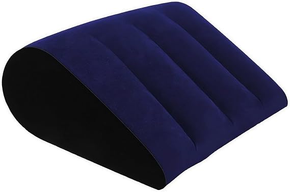 Inflatable Wedge Pillow, Bed Wedges & Body Positioner, Traveling Pillow, Body Position Cushion, Surface Flocking for Sleeping Traveling Yoga (Blue, Without Handle)