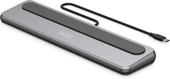 DIGITUS USB-C Docking Station - 12 Ports - 2 x HDMI 1 x DP UHD 8k 30Hz - 2 x USB-A 3.2 Gen2 1 x Type-C 3.2 Gen2 1 x Type-A 3.2 Gen1 - RJ45 - Card Reader - 3.5 mm Audio - Grey