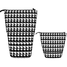 Telescopic Pencil Bag Pen Holder Pop Up Standing Pencil Case Houndstooth Black Cute Pencil Pouch Bag Stand Up Pen Bag Makeup Cosmetics Bag for Adult Office Supplies