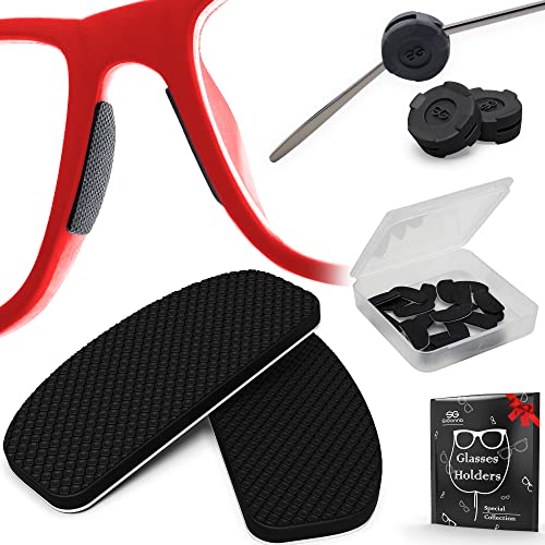 Eyeglass Nose Pads - Silicone Nose Pads for Glasses Anti Slip - Eye Glasses Nose Support Pads - Glasses Nose Grips - Nose Guards for Glasses - 12 Pairs Black, 0.5 mm