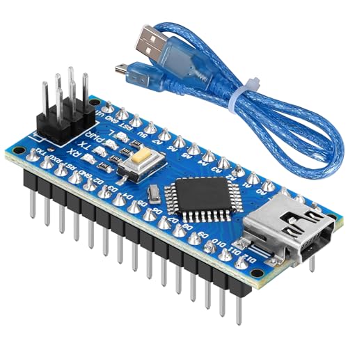 MakerFocus Pre-Soldered Nano V3.0 Board ATmega328P Microcontroller CH340 Chip 5V 16M with USB Cable Compatible with Arduino IDEMini USB B Port