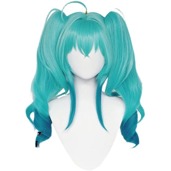 Xingwang Queen Anime Cosplay Wigs Clip on 55cm Long Green Gradient Curly Ponytails Party Wigs for Women Girls