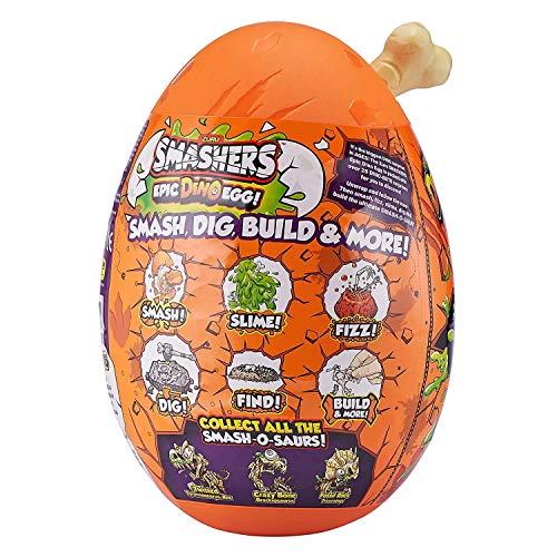 Smashers Epic Dino Egg Collectibles T-Rex Series 3 Dino by ZURU - with Over 25 Surprises, Slime, Fossil, Ice Age Putty, Dinosaur Toys, Tyrannosaurus Rex