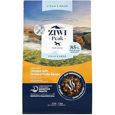 ZIWI Peak Steam & Dried Dog Food - Cage-Free Chicken wFruits - High Protein, Low Carb, All Breeds & Lifestages, for Digestive Health 52.8oz