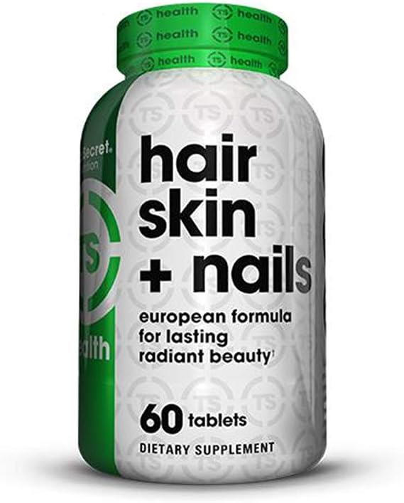 Top Secret Nutrition Hair Skin + Nails, Biotin-Enriched Support, 60 Tablets