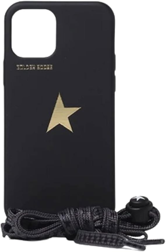 Golden Goose Silicone Phone Case for iPhone 12 Pro with Star Logo, Lace-Trimmed Detailing, and Adjustable Neck Strap Black