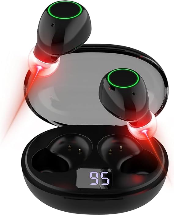 Red Light Therapy for Ears, 650nm Ear Wellness Device, Red Light Therapy Device, Bluetooth Headset Design, with Charging Case & 2 Pairs of Silicone Ear Tips