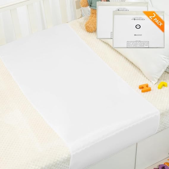 PROMEED 2 Pack 100% Mulberry Silk Crib Sleeve for Baby Hair Loss Prevention, Premium 23 Momme Natural Silk Bassinet Slip for Bassinets/Cradles/Cots/Cribs (White)