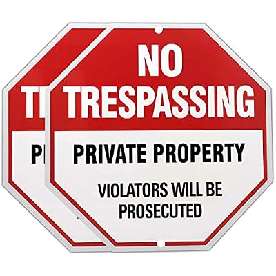 2-Pack No Trespassing Private Property Signs, Aluminum Octagon 12x12 Inch - UV-Printed, Weatherproof & Durable, Perfect for Indoor & Outdoor Security Warning