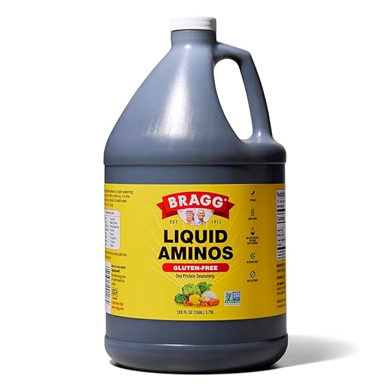 Bragg Liquid Aminos Soy Protein Seasoning - 128 fl oz | Gluten-Free Soy Sauce Alternative - Vegan, Plant-Based, All-Purpose Seasoning