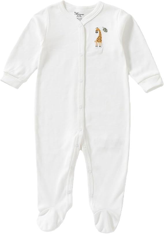 Baby Girl Footies Romper - 100% Cotton, Soft Casual Outfit with Cute Designs for Newborn to 24 Months Infant Girls