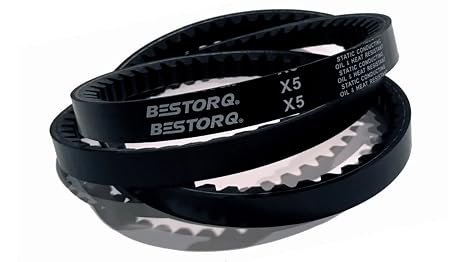 BESTORQ AX15 Cogged V-Belt, Raw Edge X5 EPDM V-Belt, Black, 17" Outside Circumference x .51" Width x .34" Height, Pack of 1
