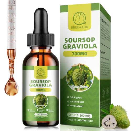 Soursop Graviola Liquid Drops, Soursop Leaves Extract for Immune, Antioxidant, Mood & Night Support, Soursop Bitters Liquid, High Absorption, Vegan, Gluten-Free, 2 Fl Oz