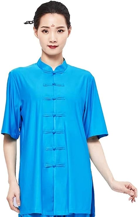 TaiChi Uniform,Tai Chi Clothing, Chinese Traditional Tai Chi Uniforms Kung Fu ClothingTaekwondo Training Cloths Suit Yoga Unisex Milk Silk Suit(Blue_Medium)