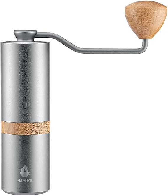 Premium Manual Coffee Grinder Stainless Steel with Aluminum Polish Conical Hand Coffee Grinder Burr Mill Kit Drip over Tool