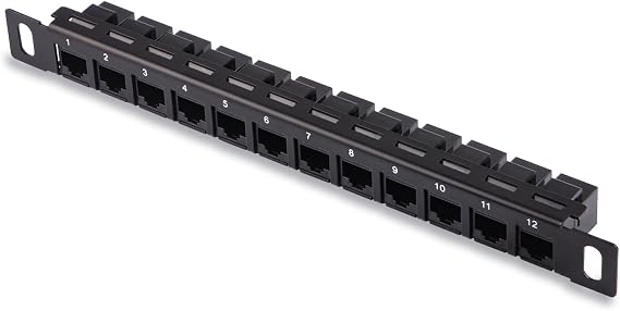 GeeekPi 12-Port Cat6 Patch Panel - 0.5U (10) Modular Keystone Coupler Panel for DeskPi RackMate T0/T1/T2/T0 Plus/T1 Plus/TL1 Network Cabinets and 10 Server Cabinet