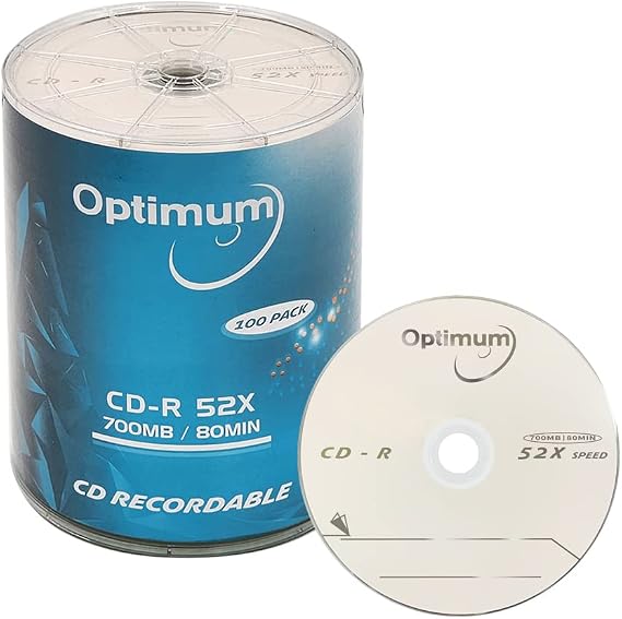OPTIMUM CD-R Blank Discs 700MB 52X Disc for Data and Music 100 Pack